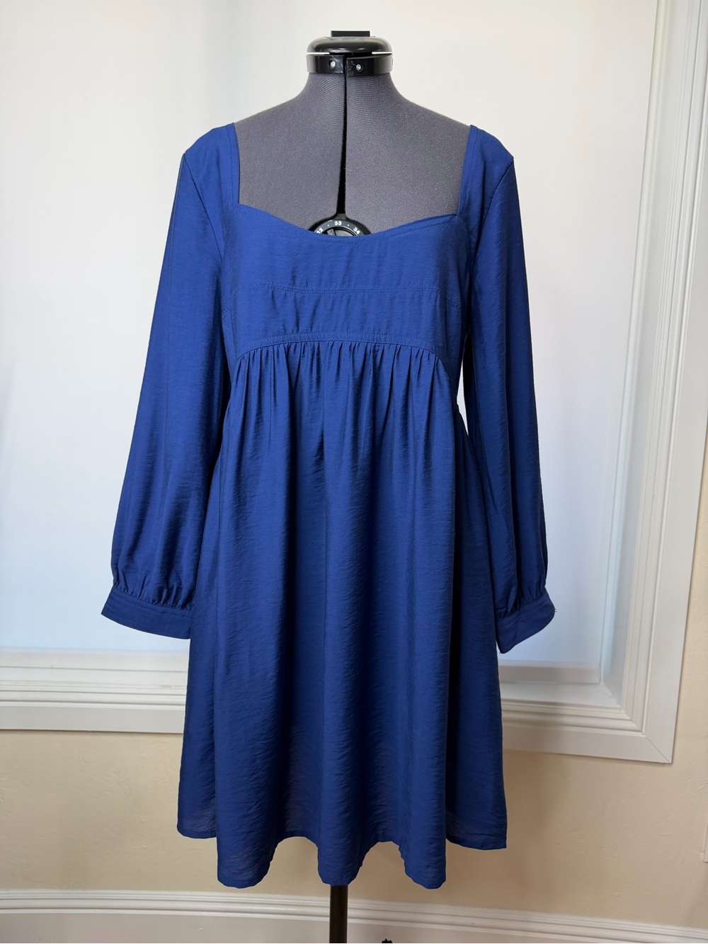 Banana Republic Deep Blue Long Sleeve Square-Neck Dress